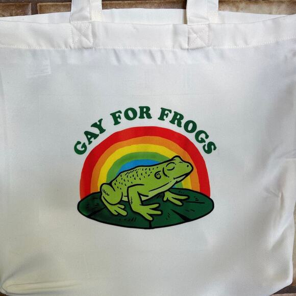 Pride Gay For Frogs Tote Bag 13.5", Reusable Shopping Bag, Farmer's Market Bag - Picture 2 of 2